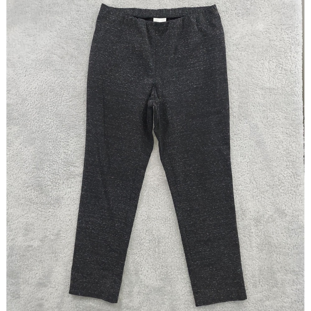 J. Jill‎ Ponte Slim Leg Pants Women's Medium Charcoal Gray Marled Knit Stretch